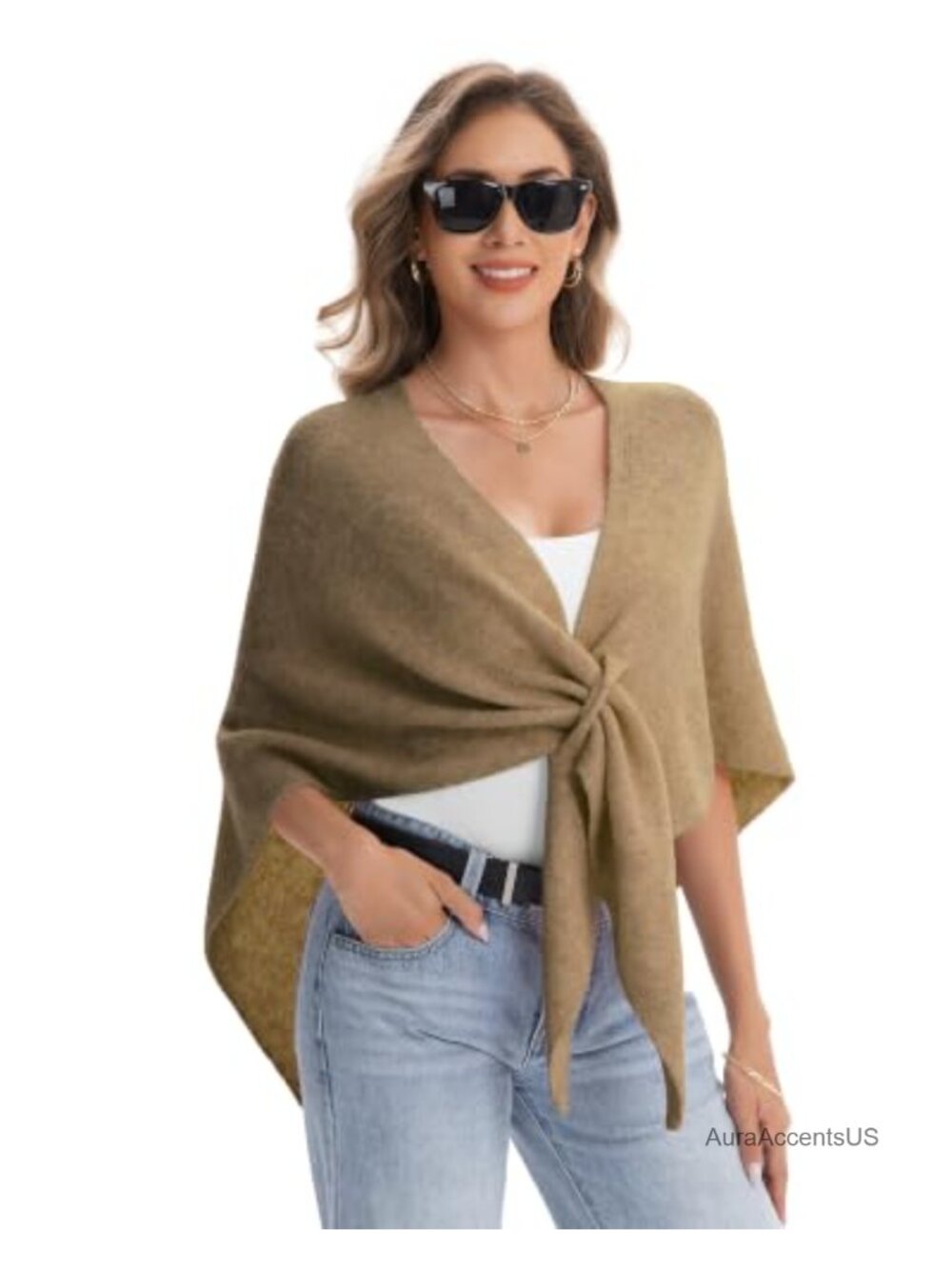 Women's Pashmina & Polyester Triangle Shawl Wrap Drape Scarf Ruana Cape Cover Up